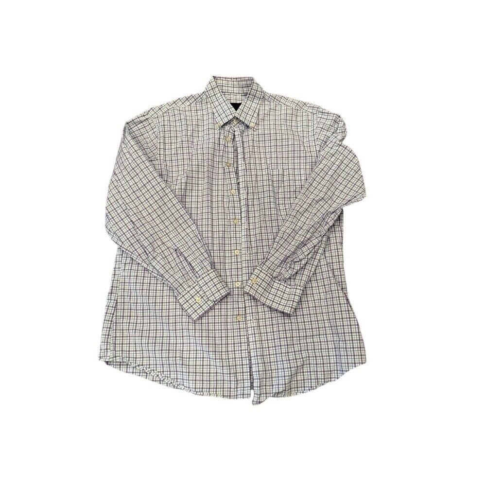 Scott Barber Large Dress Shirt Purple Blue‎ Green White Plaid. Easter Shirt